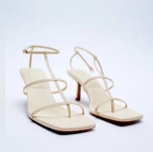 Zara Women's Cream Strappy Sandals